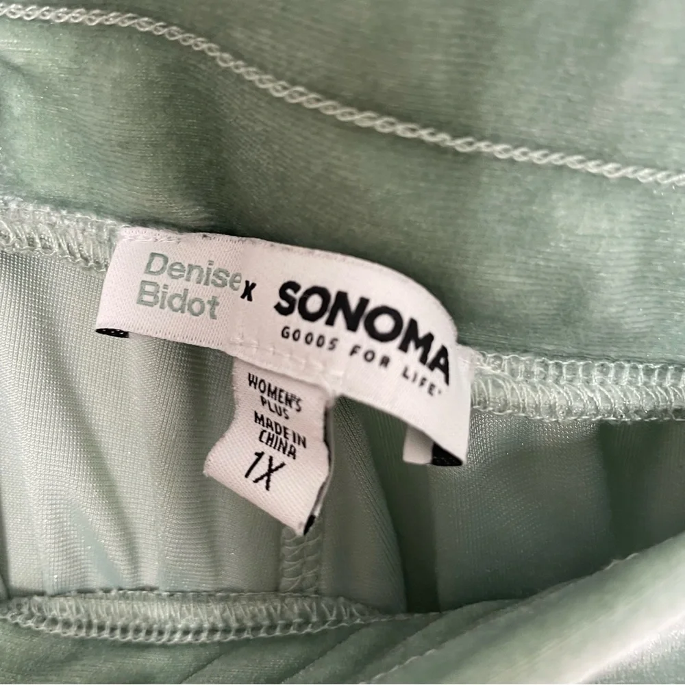 DENISE BIDOT x SONOMA •Velvet Wide-Leg Pants in Sage green - Picture 4 of 9